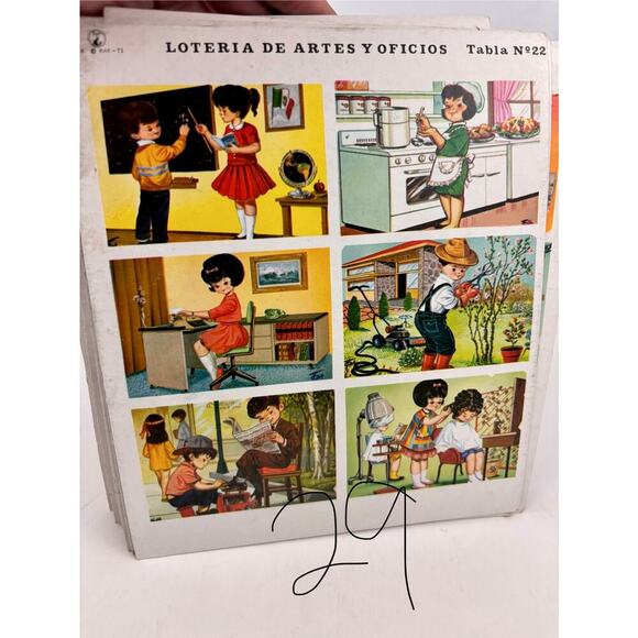 VTG Loteria De Artes Y Oficios Lot of 34 Cards Boards Mexico Bingo - Picture 12 of 13